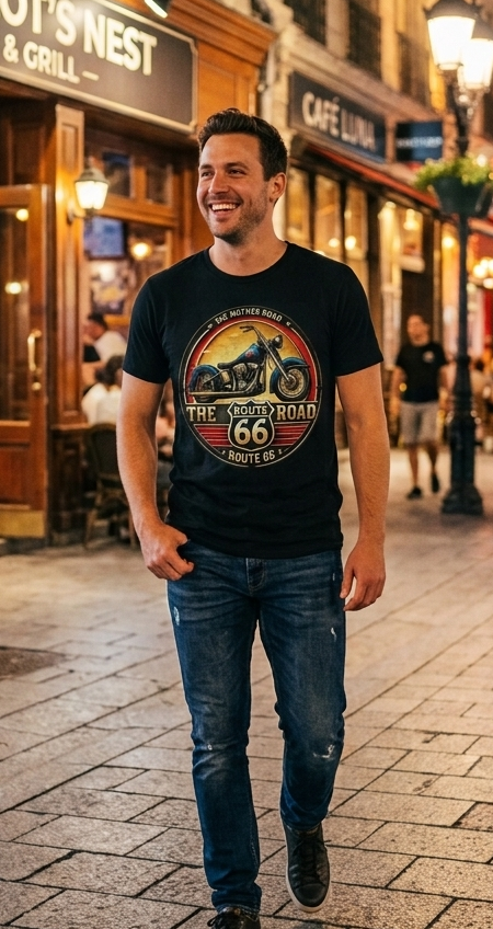 Polo Estilo Rock Clásico Vintage - Modelo Route 66 Retro